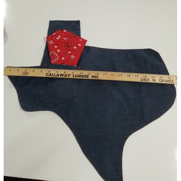 Set of 4 Texas Shaped Placemats Red Bandana Napkins Soft Denim Handcrafted - Picture 10 of 12